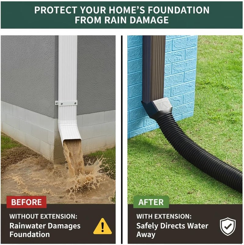 Binazon 2 Pack Black-Rain Gutter Downspout Extensions, Downspout Extender for Rainwater Drainage Flexible, Down Spout Drain Extension Pipe, Extendable from 21 to 62 Inches (Fit 3"x 4" downspouts) - Image 5